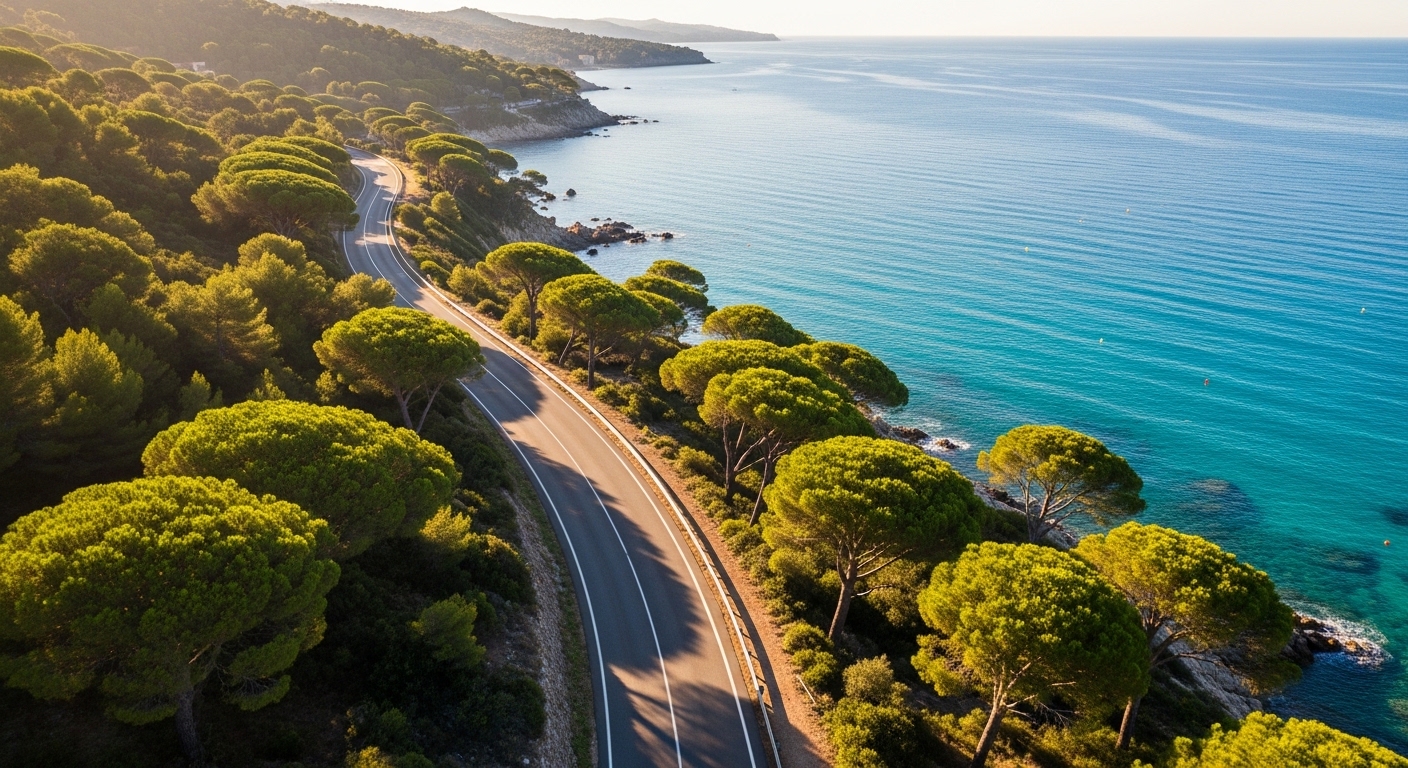 Route côtière longeant la Méditerranée
