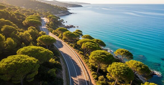 Route côtière longeant la Méditerranée