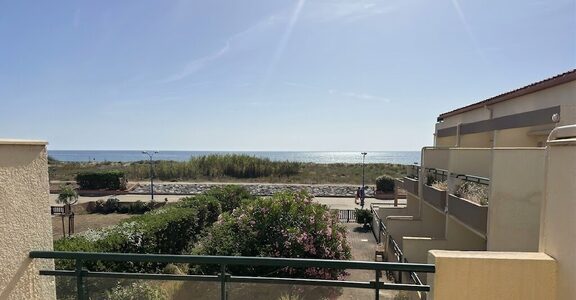 Vue mer depuis la terrasse d'un appartement Les Rives Bleues à Sainte-Marie-la-Mer